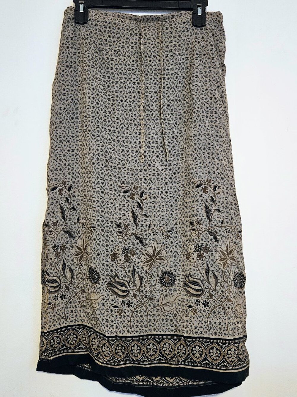 Venezia Jeans Boho Midi Skirt Plus Size 14/16 Gray Black Flora